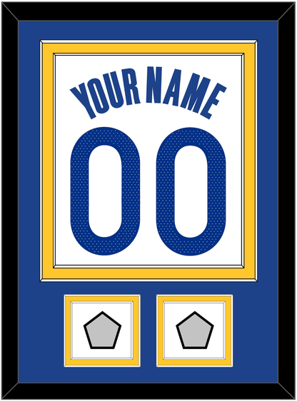 Golden State Name & Number With 2 Finals Patches - White Association - Signature Tier 2