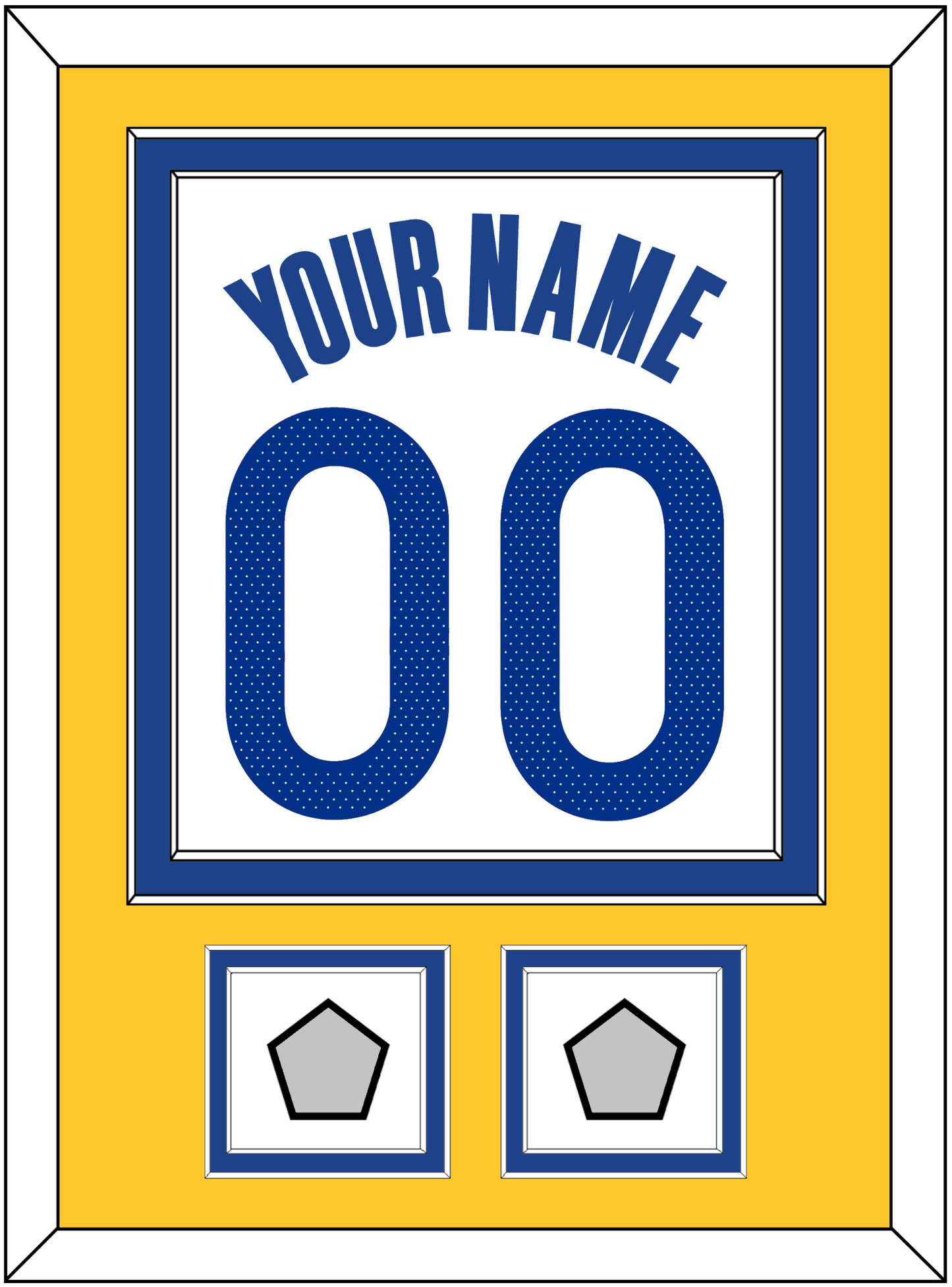 Golden State Name & Number With 2 Champions Patches - White Association - Signature Tier 3