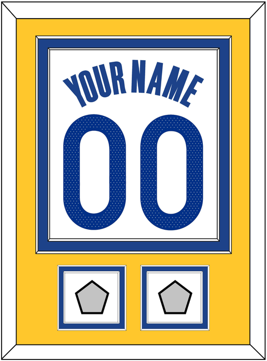 Golden State Name & Number With 2 Finals Patches - White Association - Signature Tier 3