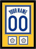 Golden State Name & Number With 2 Champions Patches - White Association - Double Mat 3