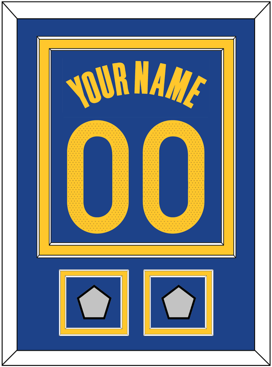 Golden State Name & Number With 2 Champions Patches - Blue Icon - Signature Tier 2