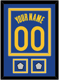 Golden State Name & Number With 2 Champions Patches - Blue Icon - Double Mat 2