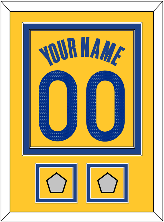 Golden State Name & Number With 2 Champions Patches - Yellow Statement (2019-2022) - Signature Tier 2