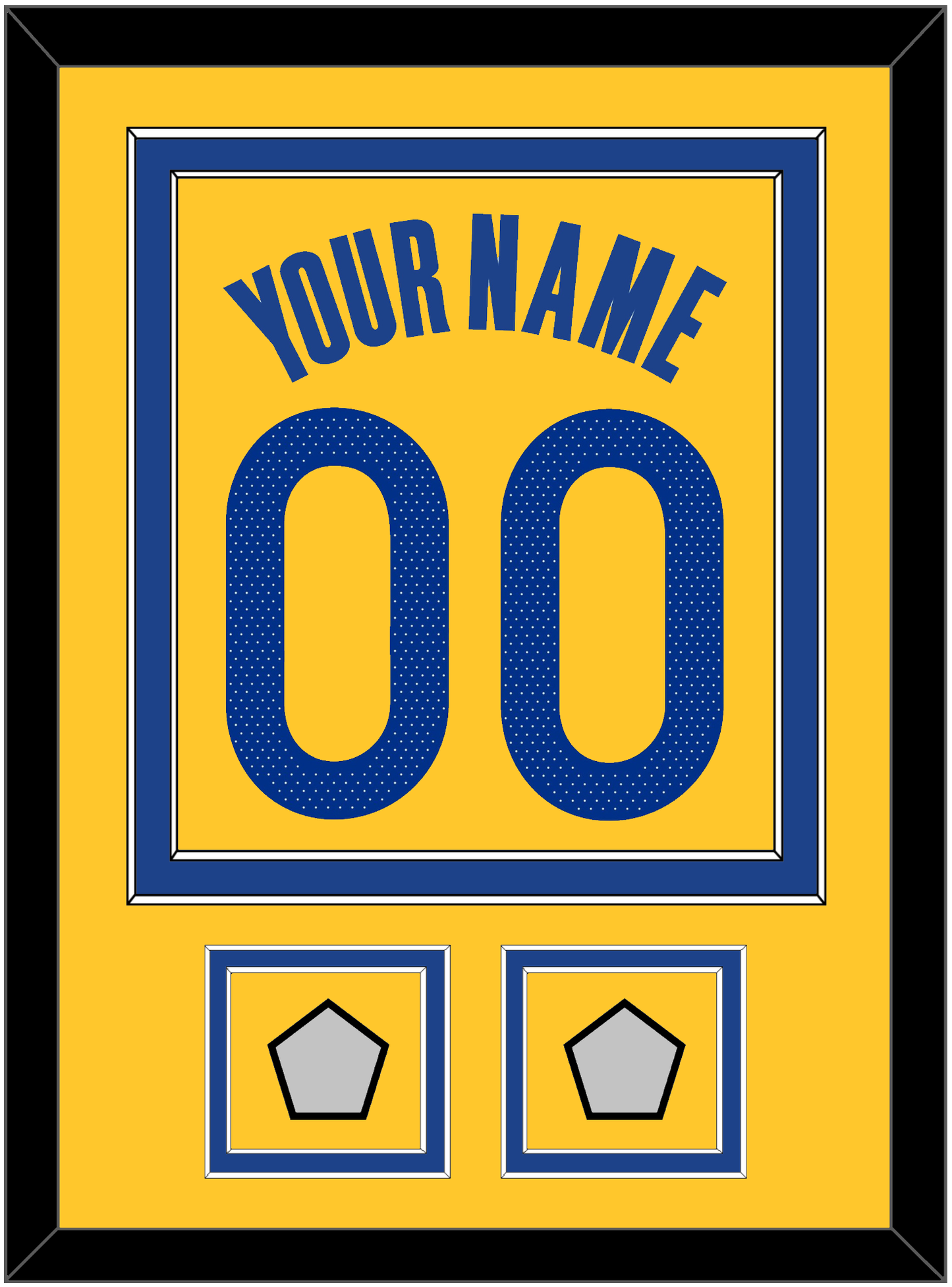 Golden State Name & Number With 2 Champions Patches - Yellow Statement (2019-2022) - Signature Tier 2