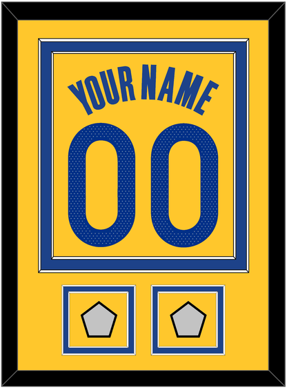 Golden State Name & Number With 2 Champions Patches - Yellow Statement (2019-2022) - Signature Tier 2