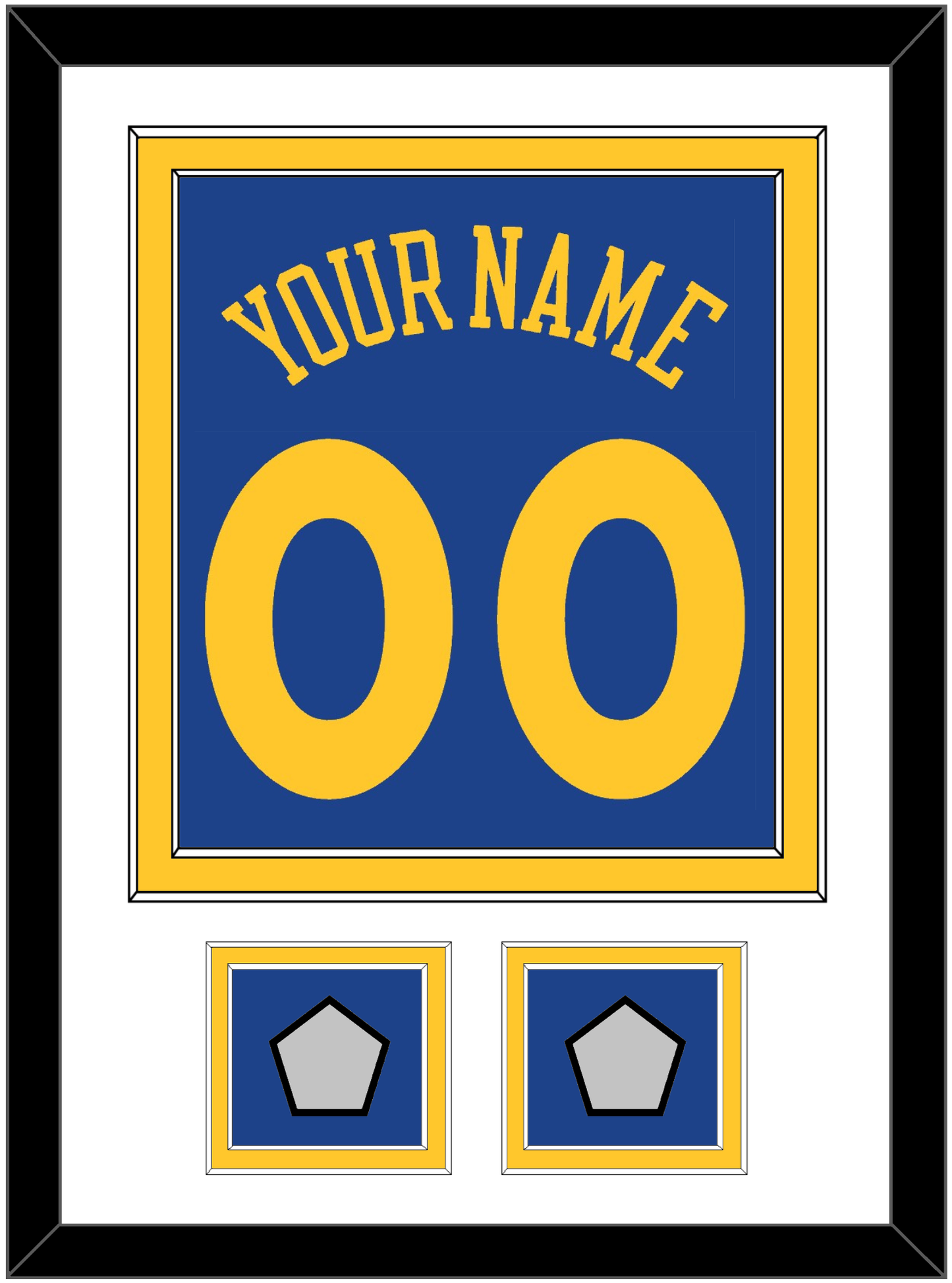 Golden State Name & Number With 2 Champions Patches - Road Blue (2010-2019) - Signature Tier 1