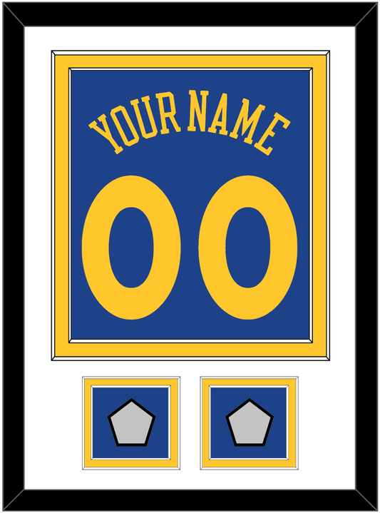 Golden State Name & Number With 2 Champions Patches - Road Blue (2010-2019) - Signature Tier 1
