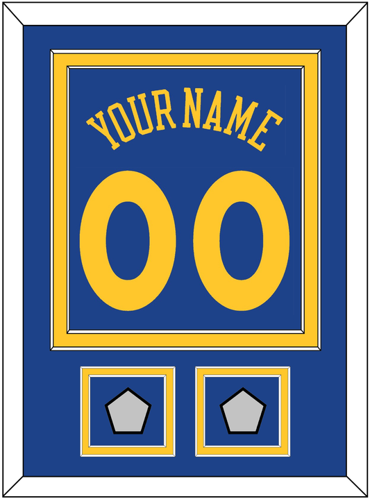 Golden State Name & Number With 2 Champions Patches - Road Blue (2010-2019) - Signature Tier 2