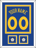 Golden State Name & Number With 2 Champions Patches - Road Blue (2010-2019) - Double Mat 2