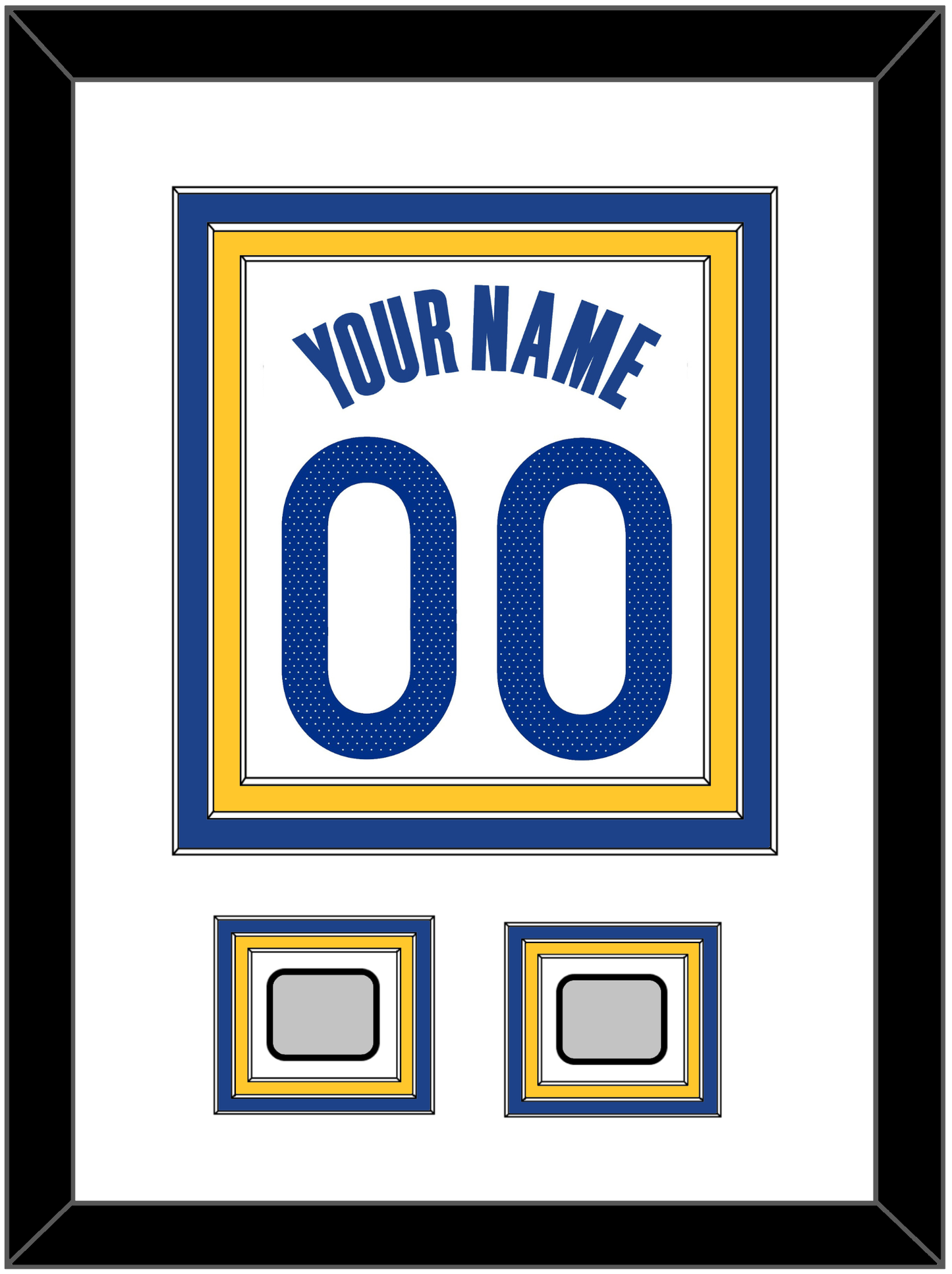 Golden State Name & Number With 2 Finals Patches - White Association - Premier Tier 1