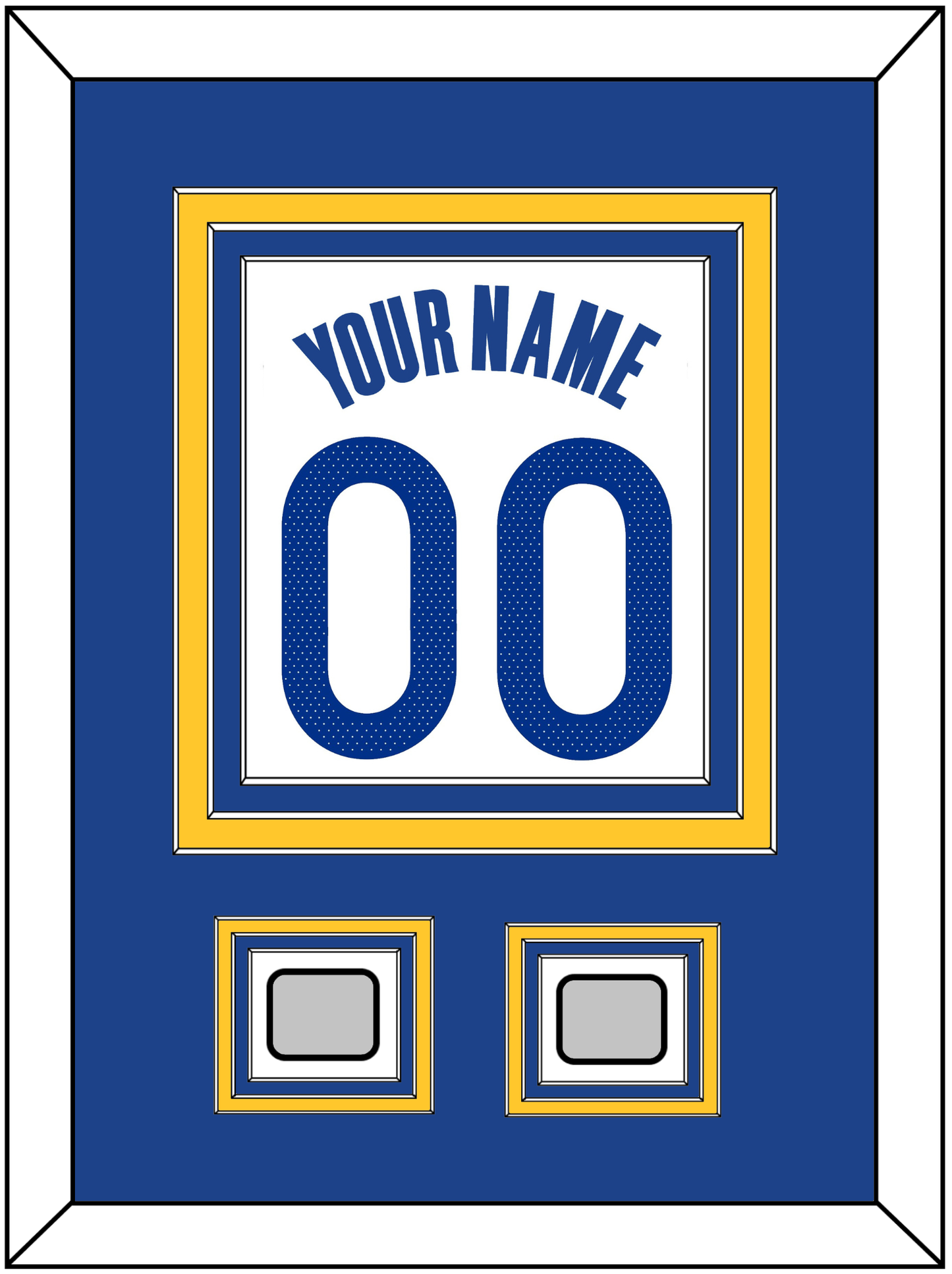 Golden State Name & Number With 2 Finals Patches - White Association - Premier Tier 2