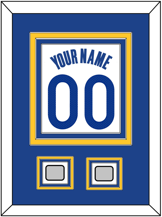 Golden State Name & Number With 2 Finals Patches - White Association - Premier Tier 2