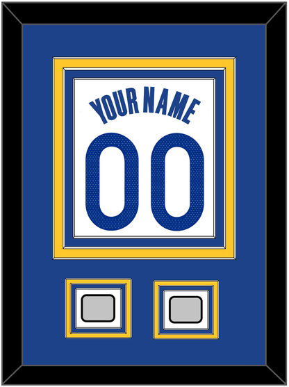 Golden State Name & Number With 2 Finals Patches - White Association - Premier Tier 2