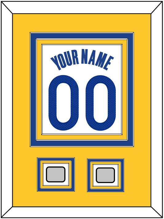 Golden State Name & Number With 2 Champions Patches - White Association - Premier Tier 3