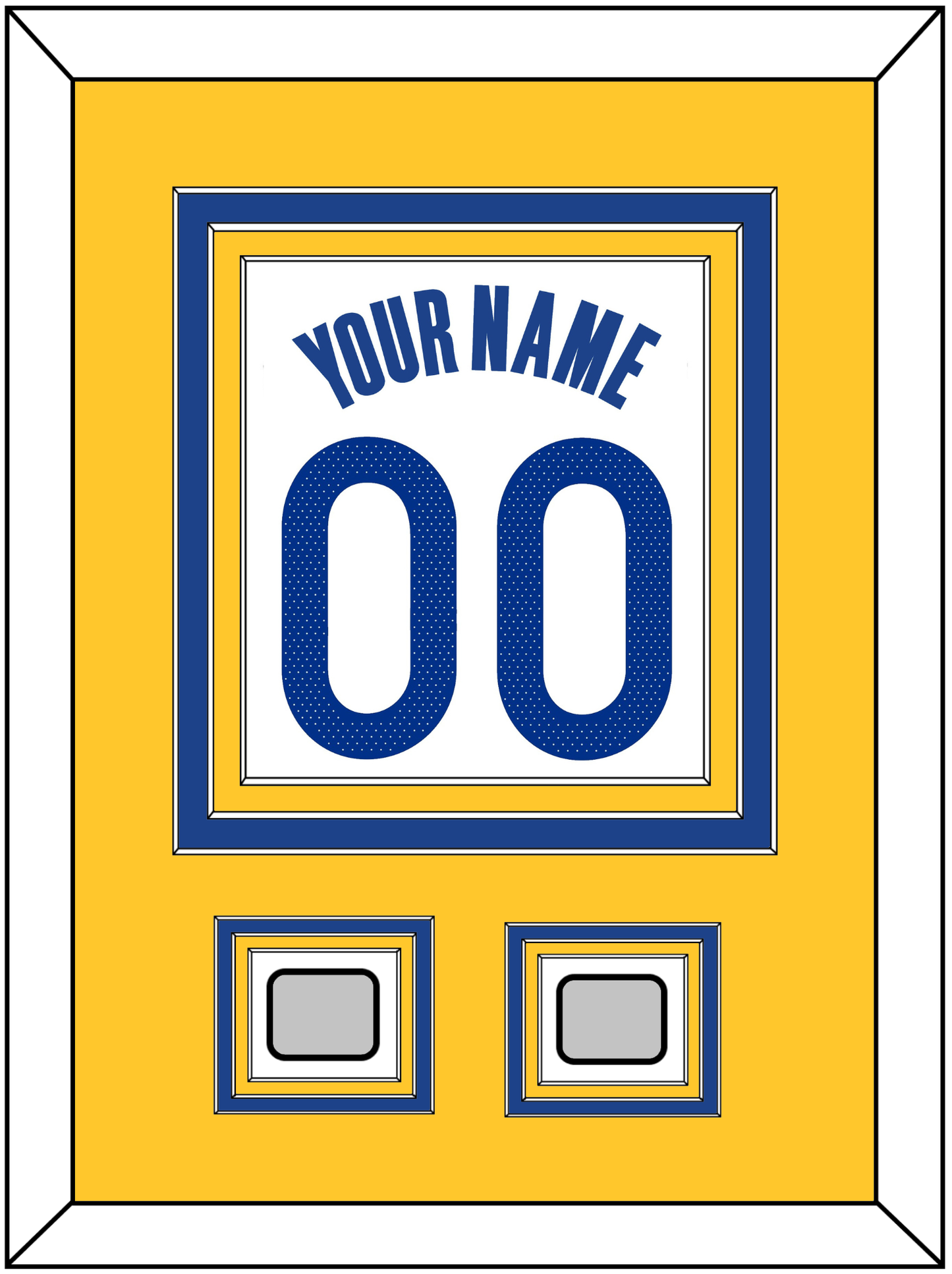 Golden State Name & Number With 2 Finals Patches - White Association - Premier Tier 3