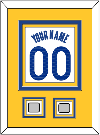 Golden State Name & Number With 2 Finals Patches - White Association - Premier Tier 3