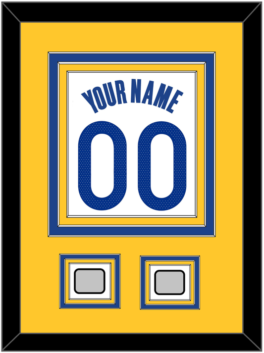 Golden State Name & Number With 2 Finals Patches - White Association - Premier Tier 3