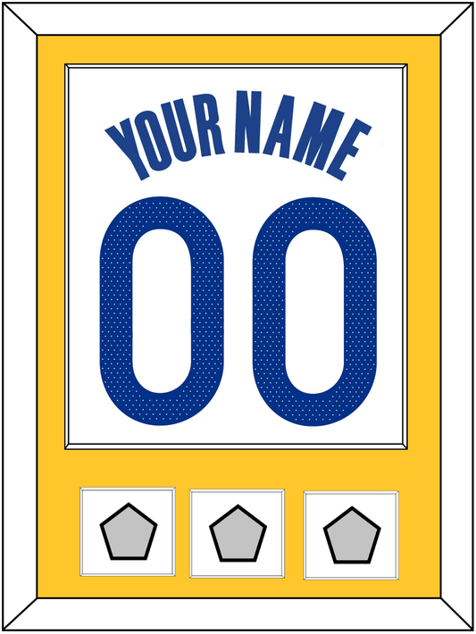 Golden State Name & Number With 3 Finals Patches - White Association - Essential Tier 2