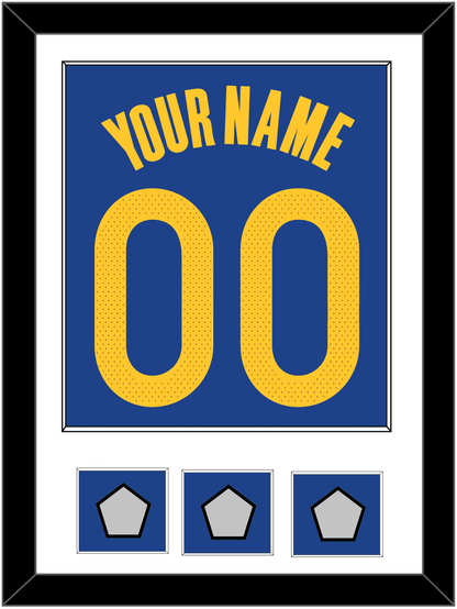 Golden State Name & Number With 3 Champions Patches - Blue Icon - Essential Tier 1