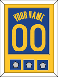 Golden State Name & Number With 3 Champions Patches - Blue Icon - Single Mat 2
