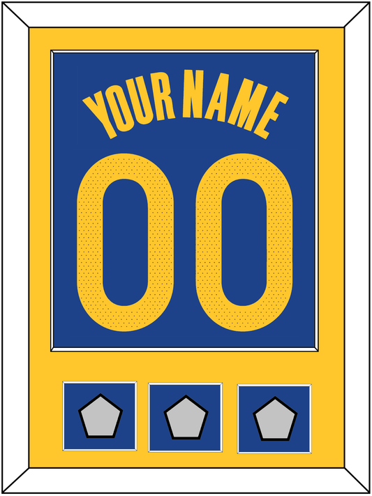 Golden State Name & Number With 3 Finals Patches - Blue Icon - Essential Tier 2