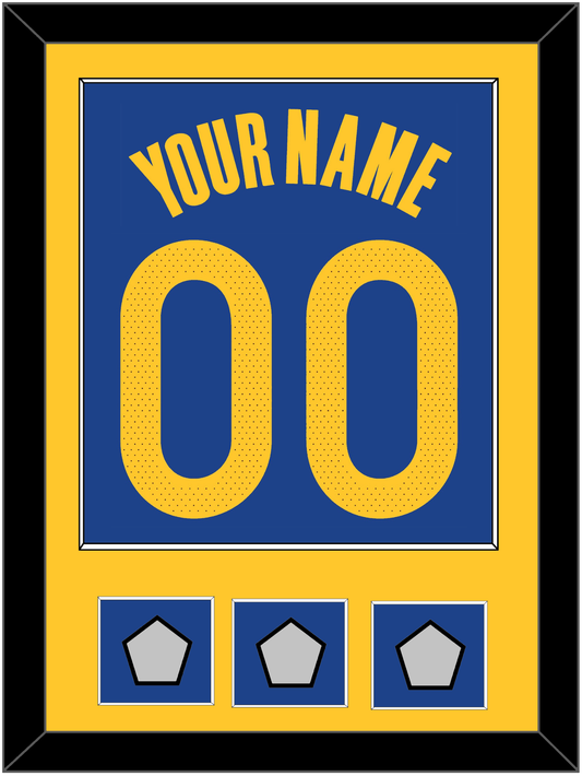 Golden State Name & Number With 3 Finals Patches - Blue Icon - Essential Tier 2
