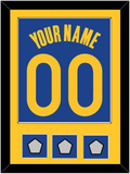 Golden State Name & Number With 3 Champions Patches - Blue Icon - Single Mat 2