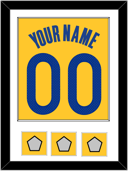 Golden State Name & Number With 3 Champions Patches - Yellow Statement (2019-2022) - Essential Tier 1