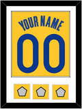Golden State Name & Number With 3 Champions Patches - Yellow Statement (2019-2022) - Single Mat 1