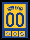 Golden State Name & Number With 3 Champions Patches - Yellow Statement (2019-2022) - Single Mat 2