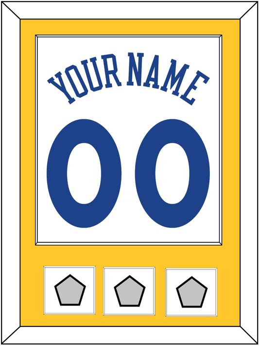 Golden State Name & Number With 3 Champions Patches - Home White (2010-2019) - Essential Tier 2