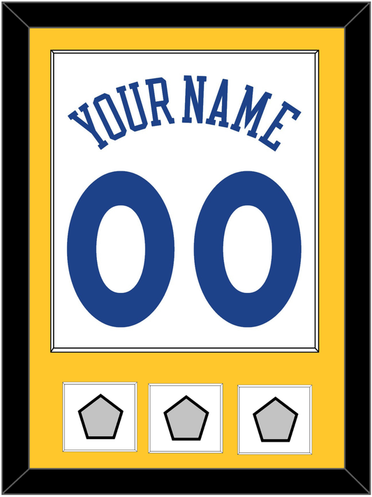 Golden State Name & Number With 3 Champions Patches - Home White (2010-2019) - Essential Tier 2