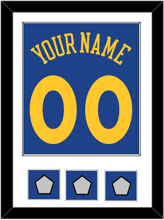 Golden State Name & Number With 3 Champions Patches - Road Blue (2010-2019) - Essential Tier 1