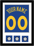 Golden State Name & Number With 3 Champions Patches - Road Blue (2010-2019) - Single Mat 1