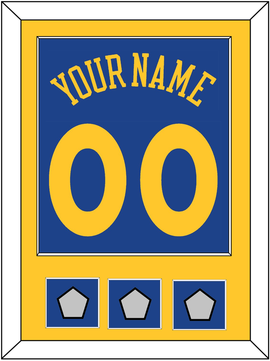 Golden State Name & Number With 3 Champions Patches - Road Blue (2010-2019) - Essential Tier 2