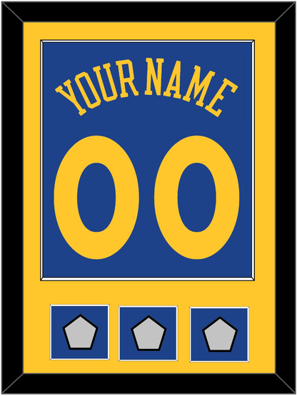 Golden State Name & Number With 3 Champions Patches - Road Blue (2010-2019) - Essential Tier 2