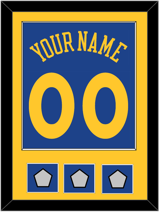 Golden State Name & Number With 3 Finals Patches - Road Blue (2010-2019) - Essential Tier 2