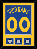 Golden State Name & Number With 3 Finals Patches - Road Blue (2010-2019) - Single Mat 2