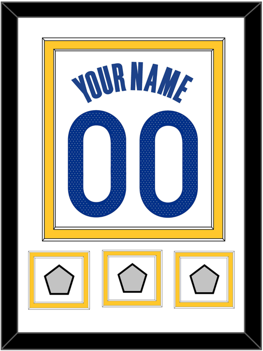 Golden State Name & Number With 3 Finals Patches - White Association - Signature Tier 1