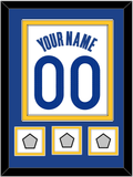 Golden State Name & Number With 3 Champions Patches - White Association - Double Mat 2