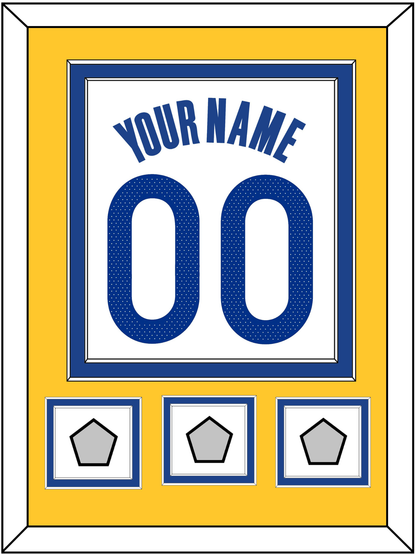 Golden State Name & Number With 3 Finals Patches - White Association - Signature Tier 3