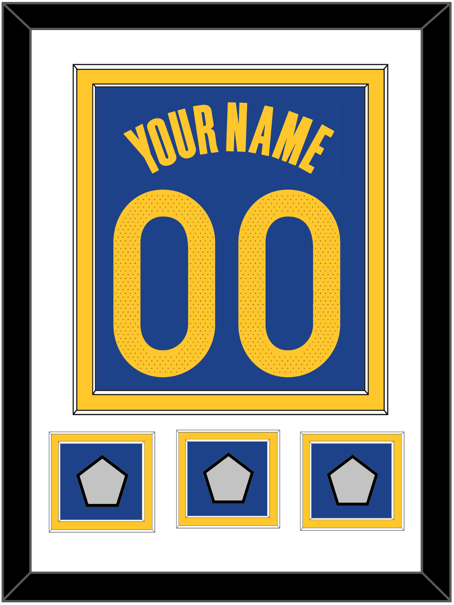 Golden State Name & Number With 3 Finals Patches - Blue Icon - Signature Tier 1