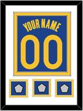 Golden State Name & Number With 3 Champions Patches - Blue Icon - Double Mat 1