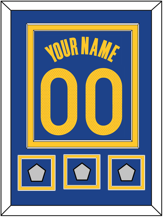 Golden State Name & Number With 3 Champions Patches - Blue Icon - Signature Tier 2