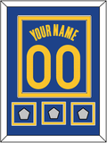 Golden State Name & Number With 3 Champions Patches - Blue Icon - Double Mat 2