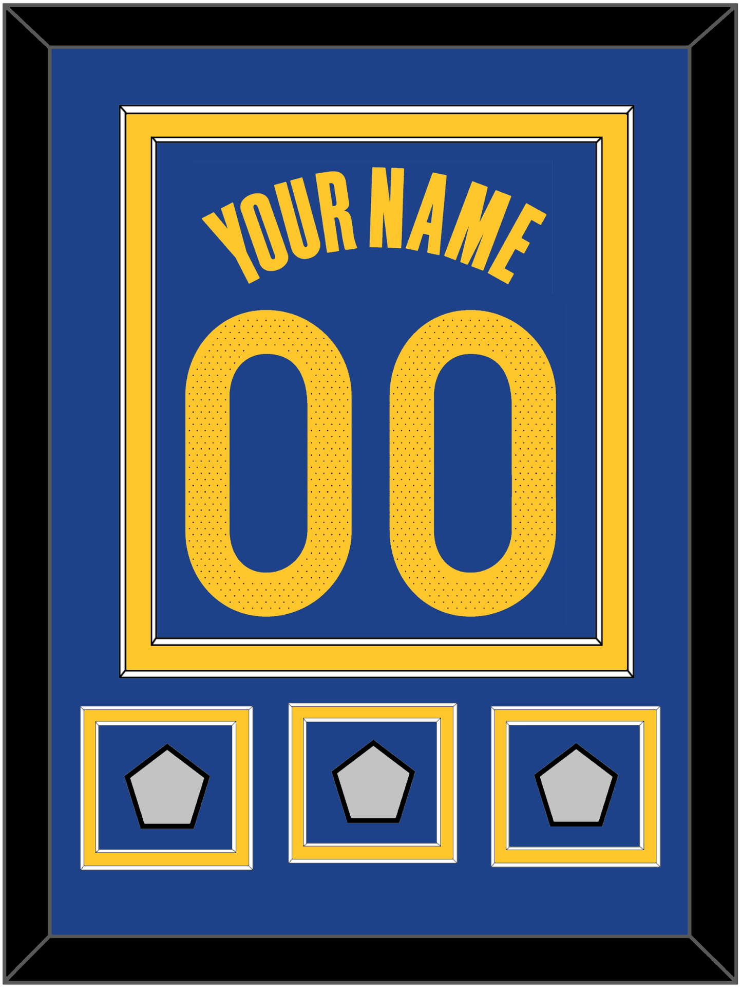 Golden State Name & Number With 3 Champions Patches - Blue Icon - Signature Tier 2