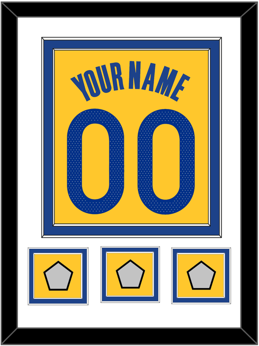 Golden State Name & Number With 3 Champions Patches - Yellow Statement (2019-2022) - Signature Tier 1