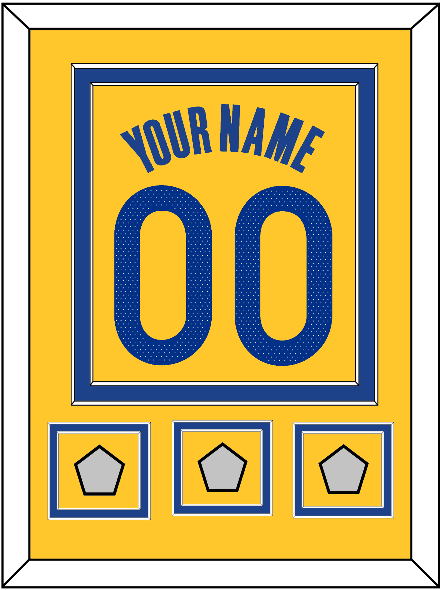 Golden State Name & Number With 3 Champions Patches - Yellow Statement (2019-2022) - Signature Tier 2