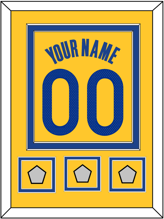 Golden State Name & Number With 3 Champions Patches - Yellow Statement (2019-2022) - Signature Tier 2