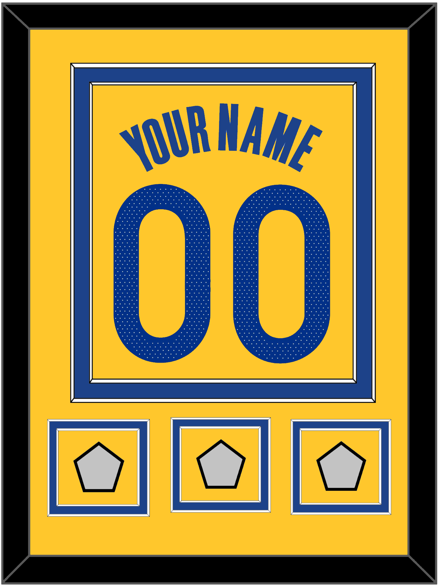 Golden State Name & Number With 3 Champions Patches - Yellow Statement (2019-2022) - Signature Tier 2